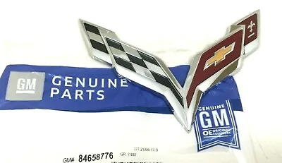 2014-2018 Corvette C7 Front & Rear Crossed Flag Emblem Kit Chrome OEM GM • $182.98