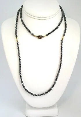 Necklace With Silver Clasp / Magnatite / Costume Pearls 38.7 Grams  36” • $47.20
