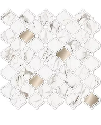 10-Sheet Arabesque Tile Peel &Stick Backsplash 12”X12” Self Adhesive Gold Mix • $22.49