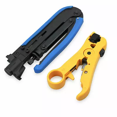 RG59 RG6 RG11 For F Connector TV Coaxial Cable Stripper Crimper Compression Tool • $22.92