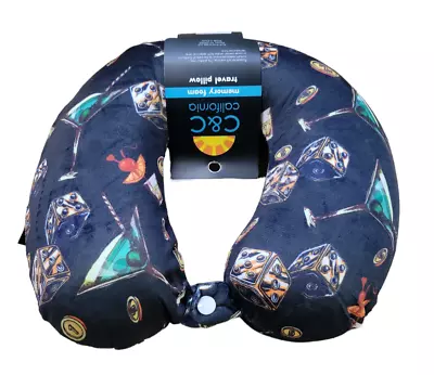 Memory Foam Neck Pillow Travel Pillow Support Pillow Black With Print • $19.99