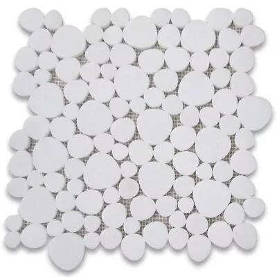 T9AXH Thassos White Marble Heart Bubble Mosaic Tile Honed • $25.99