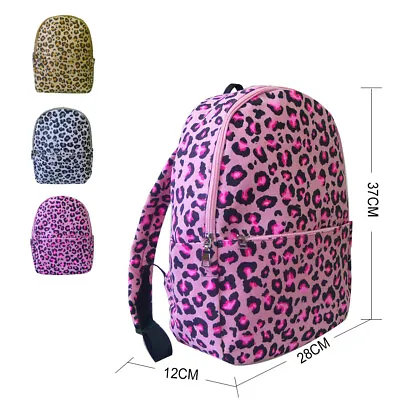£10.49 • Buy Women's Designer Style Canvas Leopard Print Backpack Girls Rucksack