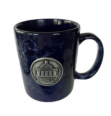 Vintage Virginia Law Cobalt  Blue Marble Coffee Mug Cup Pewter Emblem Graduation • $15