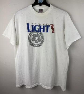 Vintage 2XL Pabst Light Beer Oneita Power-T Cotton USA Single Stitch Shirt • $20.99