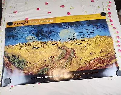 Art Print Van Gogh Wheatfield With Crows LA County Museum 50x30 Large 1998 Vtg • $32