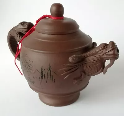 Yixing  Brown Teapot Dragon Spout And Handle Seal Marked • £45