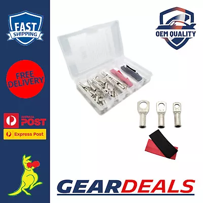 Cable Lug Kit 6 B&S / 6AWG / 6BS Lugs 6mm 8mm & 10mm Studs X 10 + Heat Shrink • $54.99