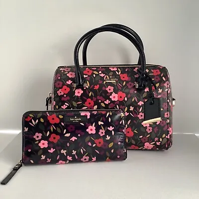 Kate Spade NY Black & Multi Floral LANE Crossbody Handbag & Wallet Set BNWT • $145