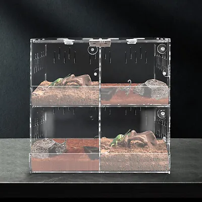 4-Grids Acrylic Reptile Terrarium Gecko Lizard Snake Spider Vivarium Cage Tank • $34.20