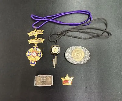 Rare Lot Of 5 Freemason And Masonic Fraternal Items Belt Buckle Lanyard • $189.99