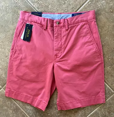 Polo Ralph Lauren Shorts Men's 33 Red W/Dark Blue Pony Classic Fit 9  NWT • $29.66