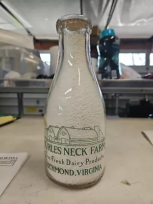 Vintage CURLES NECK FARM Fresh Dairy Products Richmond VA Virginia Quart • $22