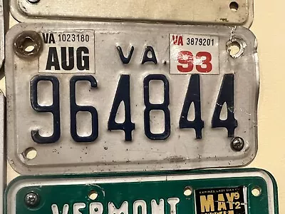 $15 • Buy Virginia Motorcycle 🏍 License Plate 1993 VA