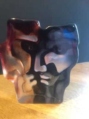 Mats Jonasson Faces Glass Paperweight • £41