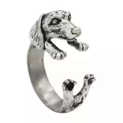 Dachshund Clinging Wrap Ring Adjustable Silver • $9.76