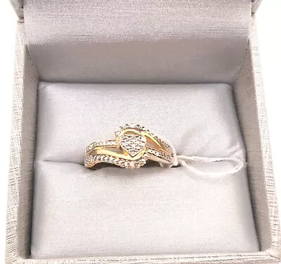 NIB Zales Diamond Accent Split Shank .925 Vermeil Heart Shaped Ring Size 7.5 • $65