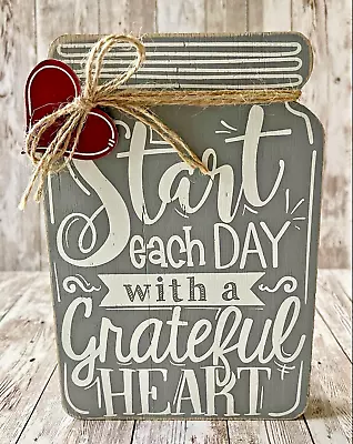 Grateful Heart Wall Art Decor Gray & White Mason Jar Farmhouse Style Kirkland’s • $9.99