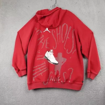 Nike Air Jordan 5 Hoodie XL “Is It The Shoes?” Mars Red Blackmon Metallic Print • $35.93