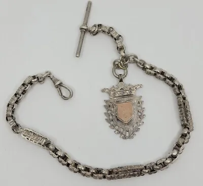 Vintage Original Heavy Ornate Sterling Silver Pocket Watch Fob Chain Hallmarked • $999.99