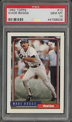 1992 Topps Wade Boggs PSA 10 Gem Mint #10 Red Sox • $2.99