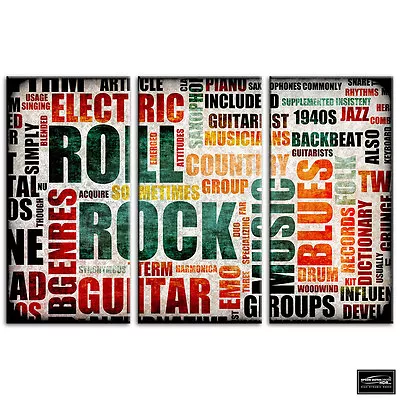 Music   Typography BOX FRAMED CANVAS ART Picture HDR 280gsm • £24.99