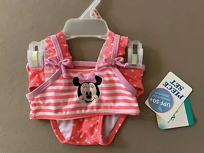 0-3 Months Baby Girls Disney Minnie Mouse Two-Piece Bathing Suit New With Tags! • $12.99