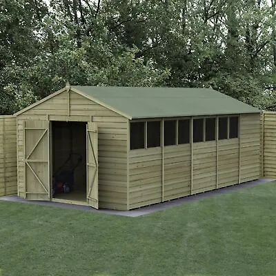 Forest 4Life 10x20 Apex Shed Double Door 8 Window Garden Storage Free Delivery • £1852.99