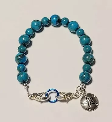 Turquoise Round Beads Medical Alert ID Replacement Bracelet 6.5  • $12