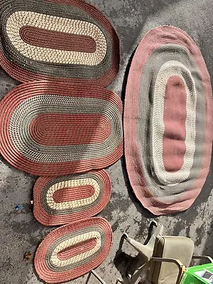 Vintage Great Shape Antique Braided Lot Of 5 Rugs Deal Wool Rugs Braided • $175