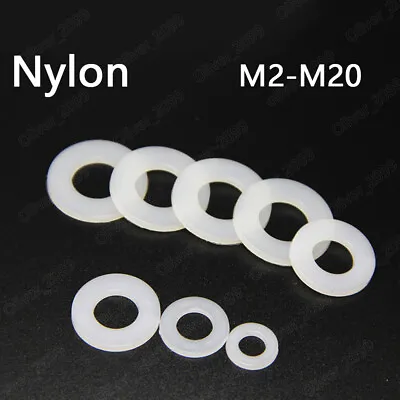 White Plastic Nylon Flat Washers Insulation M2 M2.5 M3 M4 M5 M6 M8 M10 M12-M20 • $12.71