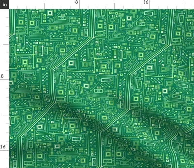 $18 • Buy Circuit Green Robot Nerd Geek Computer Science Spoonflower Fabric By The Yard