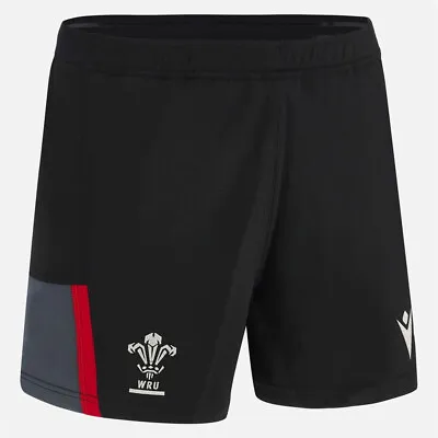 MACRON Wales Rugby Training Shorts [black/grey/red] • £27.95