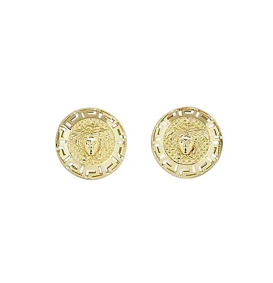 10K Yellow Gold Medusa Round Earrings • $101.25