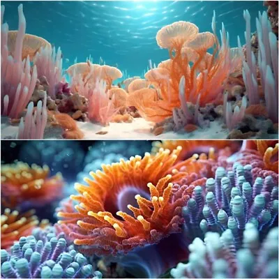 1pc 3D Coral Fish Tank Background Sticker HD Landscape Poster Art Aquarium Decor • $34.09