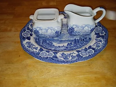 Royal Warwick Lochs Of Scotland Meat Platter & Sugar & Creamer Set 3 Piece • $15