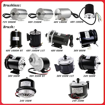 24V-72V 250W 350W 500W 600W 800W 1000W 1800W 2500W 3000W Brushless Brush Motor • $185.18