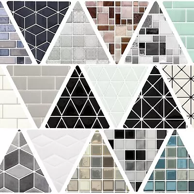 £10.18 • Buy ADHESIVE GLOSSY WALL TILES Vinyl Stick On Sticker Decal Decorative Feature 3D