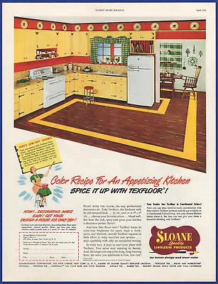 Vintage 1951 SLOANE Linoleum Floors Kitchen Flooring Decor 1950's Print Ad • $9.71