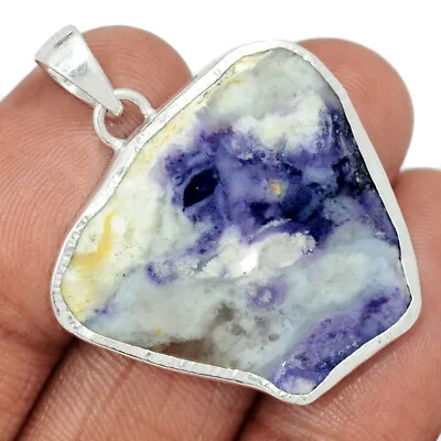 Natural Violet Flame Opal Slice - Mexico 925 Silver Pendant Jewelry CP33489 • $15.99