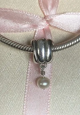 Genuine Pandora Pearl & Lavender CZ Flower Dangle Charm 790208LCZ • £20