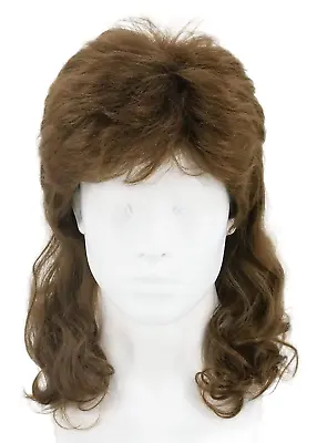 Men'S Wig 80S Wig Brown Wave Mullet Wig Halloween Costume Fashion Wig Fancy Part • $31.83