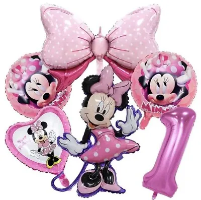 Minnie Mouse 1st Birthday Girls Pink Balloon Set Party Decorations Age 1 Kids • £8.99