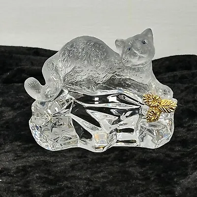 Igor Carl FABERGE Crystal Glass Leopard Cat Paperweight Figurine Signed Mint • $59.99