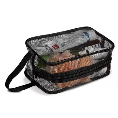 Mesh Shower Bag Black Portable Mesh Shower Caddy Bag Dorm Black (25×11×16cm) • $15.17