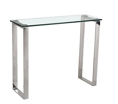 Console Table Hall Table Display Stand Clear Glass Stainless Steel Leg Rectangle • £99.99