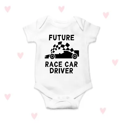 Baby Race Car Baby Grow Racing Driver Clothes Baby Boys Girls Gifts Baby Shower • £8.90