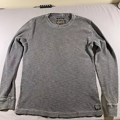 Lucky Brand Slub Thermal Waffle Gray Long Sleeve Men’s Small Distressed  • $17.50