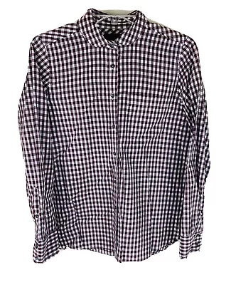 J. Crew Shirt Womens Red White Check Boy Button Up Long Sleeve Pocket Cotton • $15.99