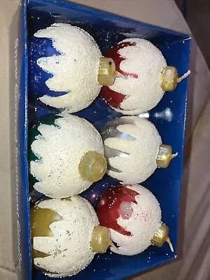 Dept 56 Snow-Covered Glittered Ornament Candles Set Of 6 - Vintage (1999) • $12.99